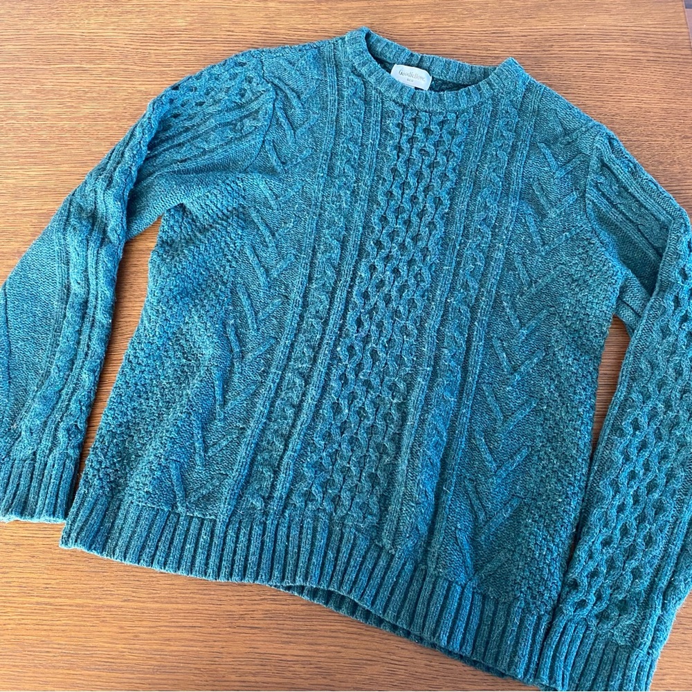 Goodfellow & Co Green Crewneck Cable Knit Sweater
